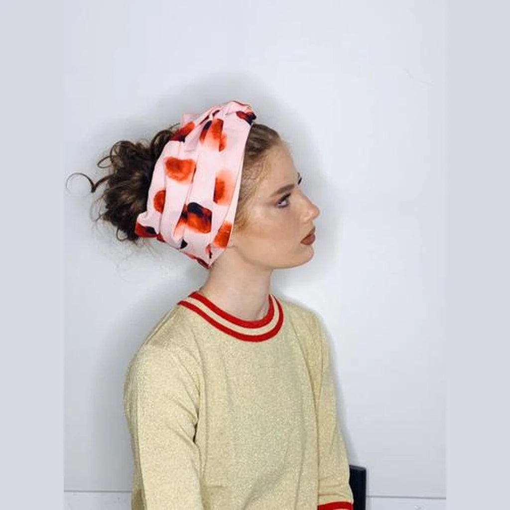 Pink & Red Printed Partial / Full Coverage Turban Headwrap