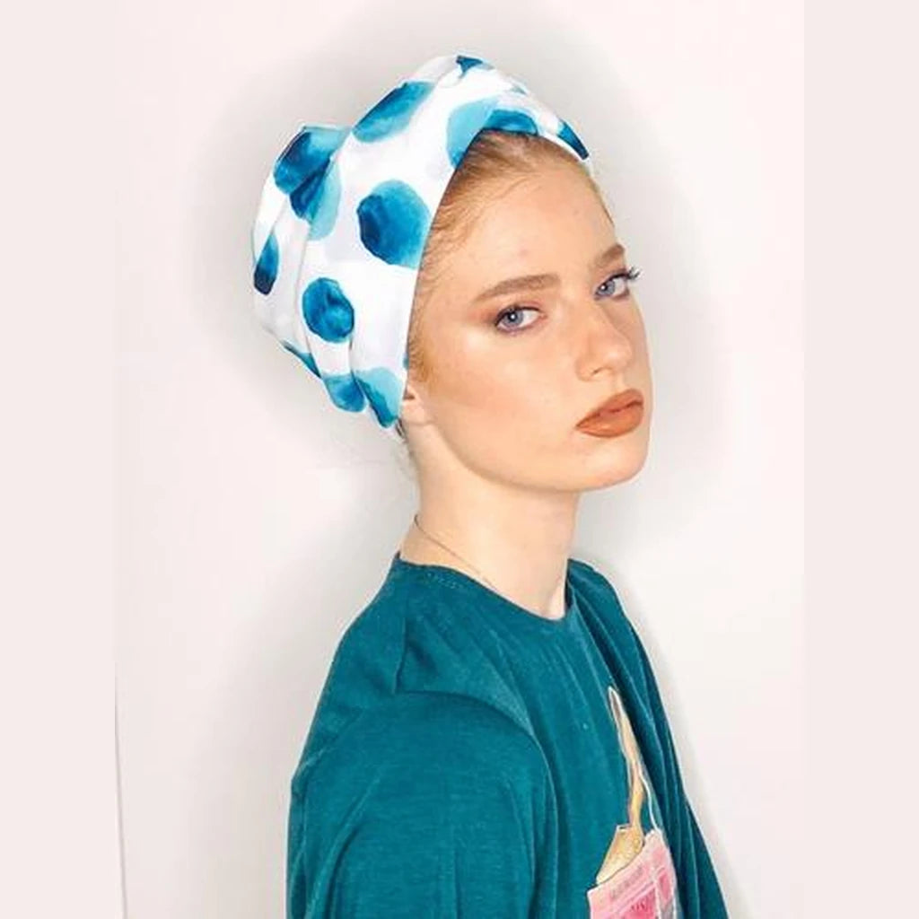 White & Green Printed Partial / Full Coverage Turban Headwrap