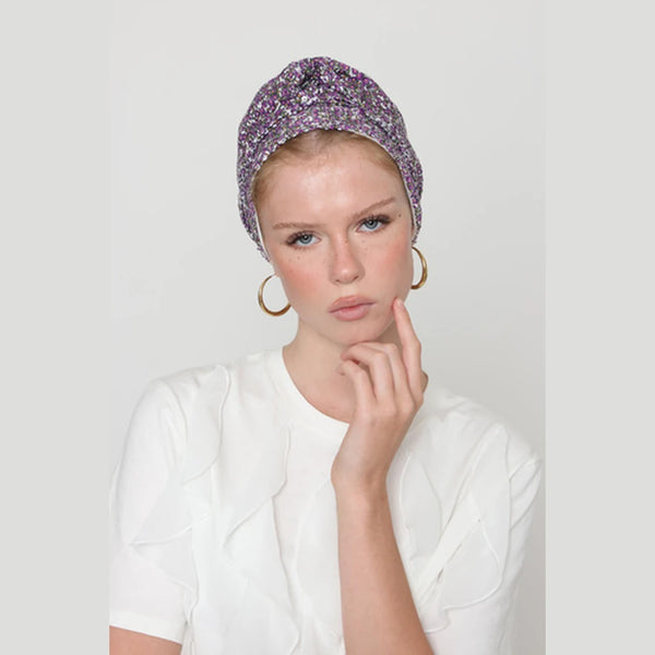 Partial & Full Coverage Sequin Turban Head Covering – Purple