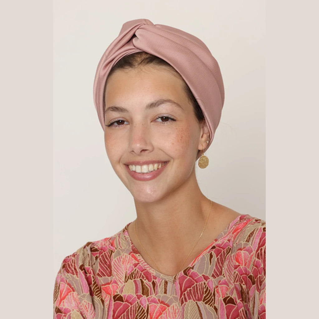 Partial & Full Coverage Satin Turban Head Covering – Pink