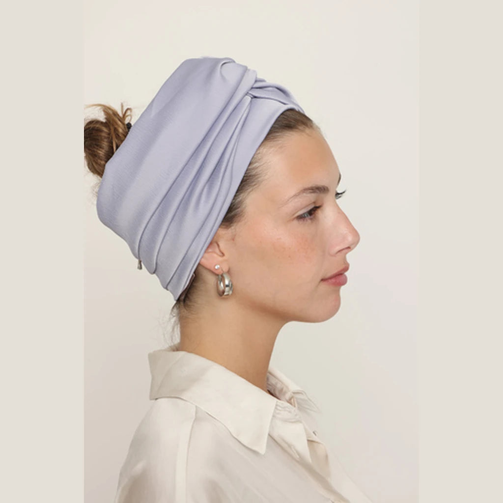 Partial & Full Coverage Satin Turban Head Covering – Purple