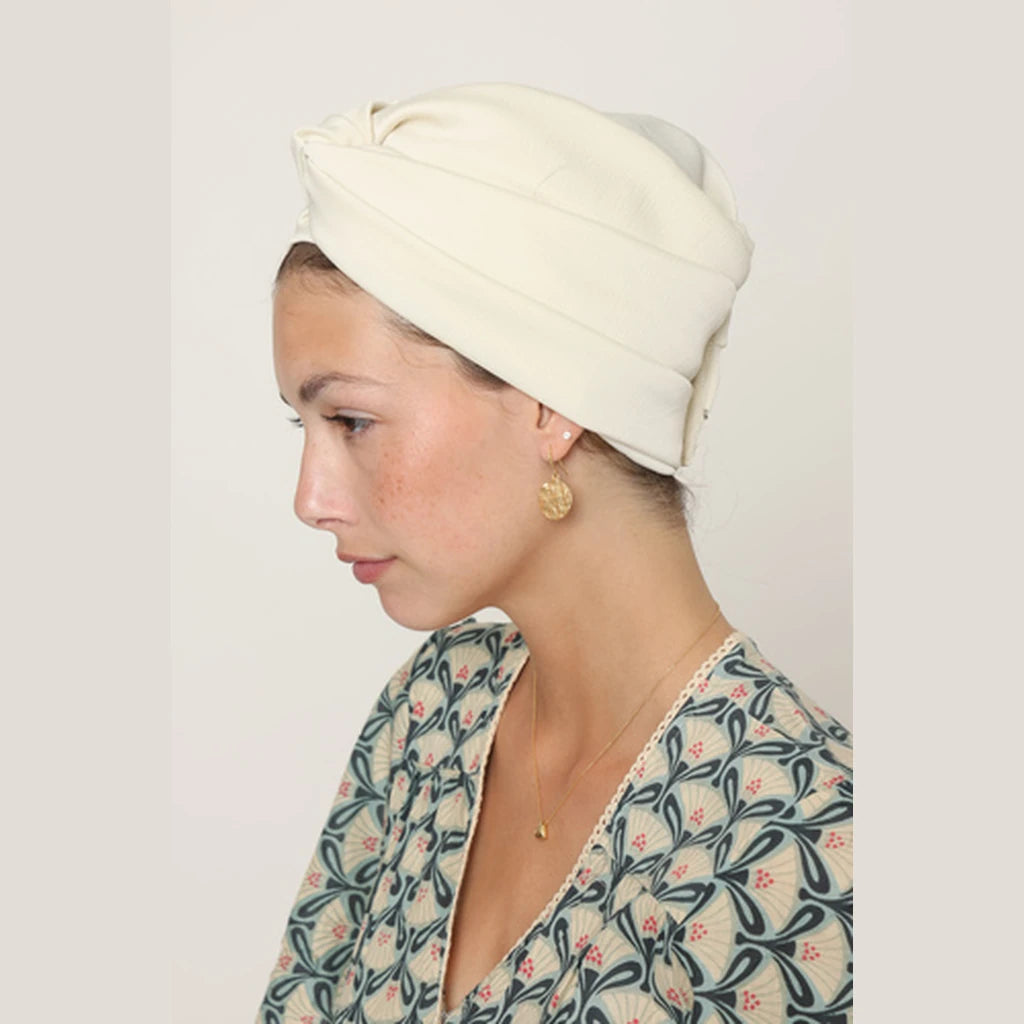 Partial & Full Coverage Satin Turban Head Covering – White