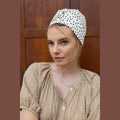 Partial & Full Coverage Polka Dot Turban Head Covering – White