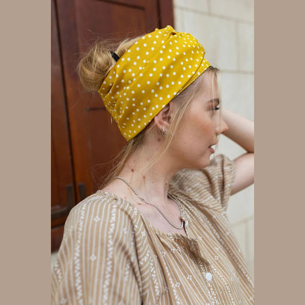 Yellow Polka Dot Partial / Full Coverage Turban Headwrap