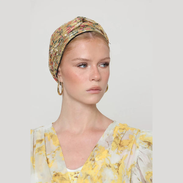 Partial & Full Coverage Sequin Turban Head Covering – Yellow