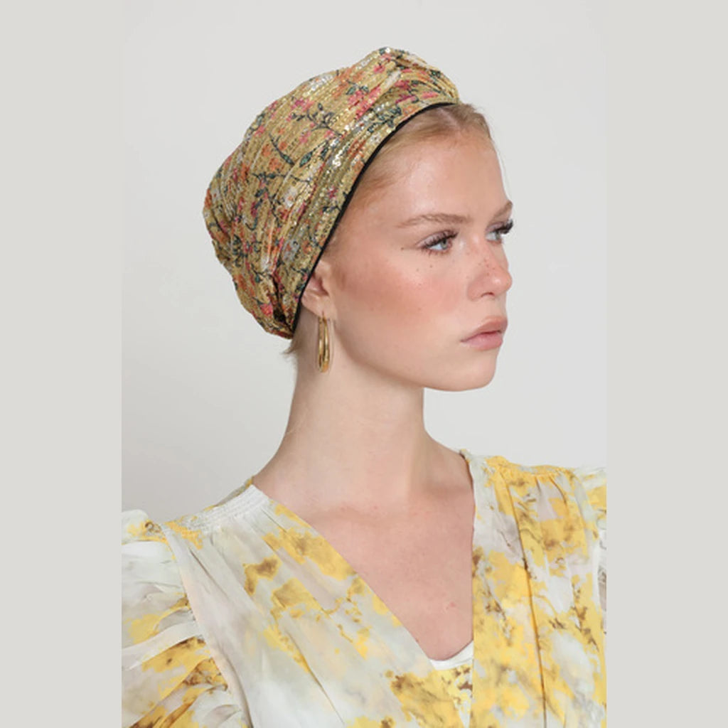 Partial & Full Coverage Sequin Turban Head Covering – Yellow