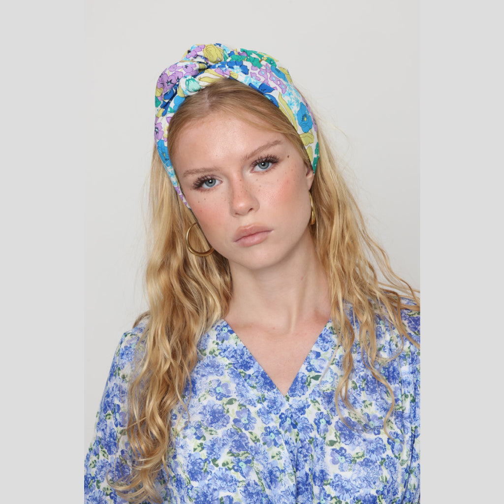 Turquoise Floral Tie Headband