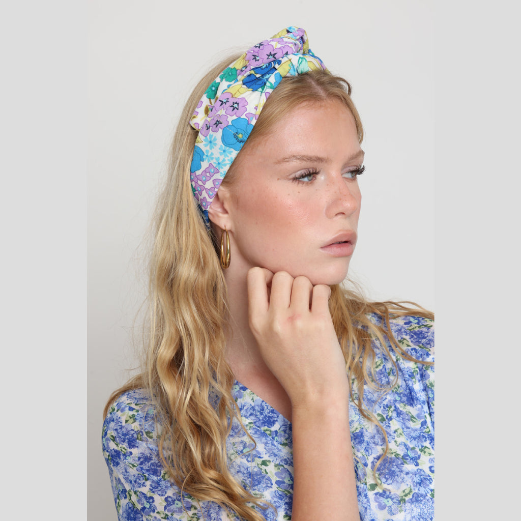 Turquoise Floral Tie Headband