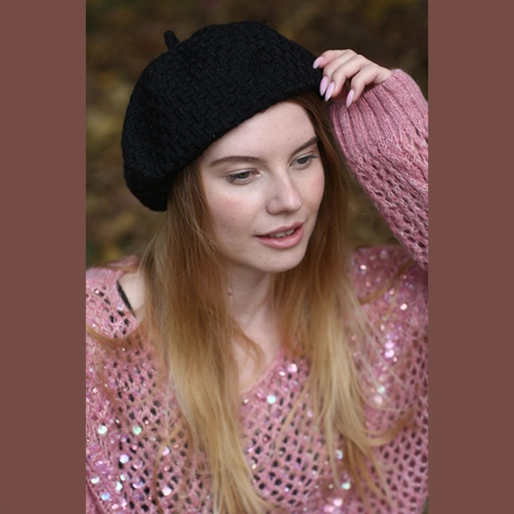 Black Tweed Beret