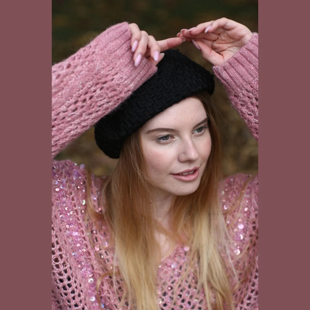 Black Tweed Beret