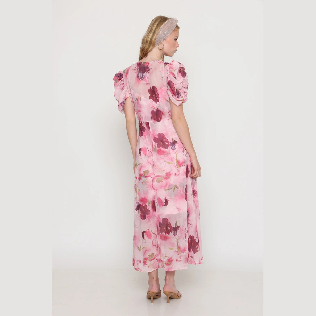 Pink V-Neck Dress