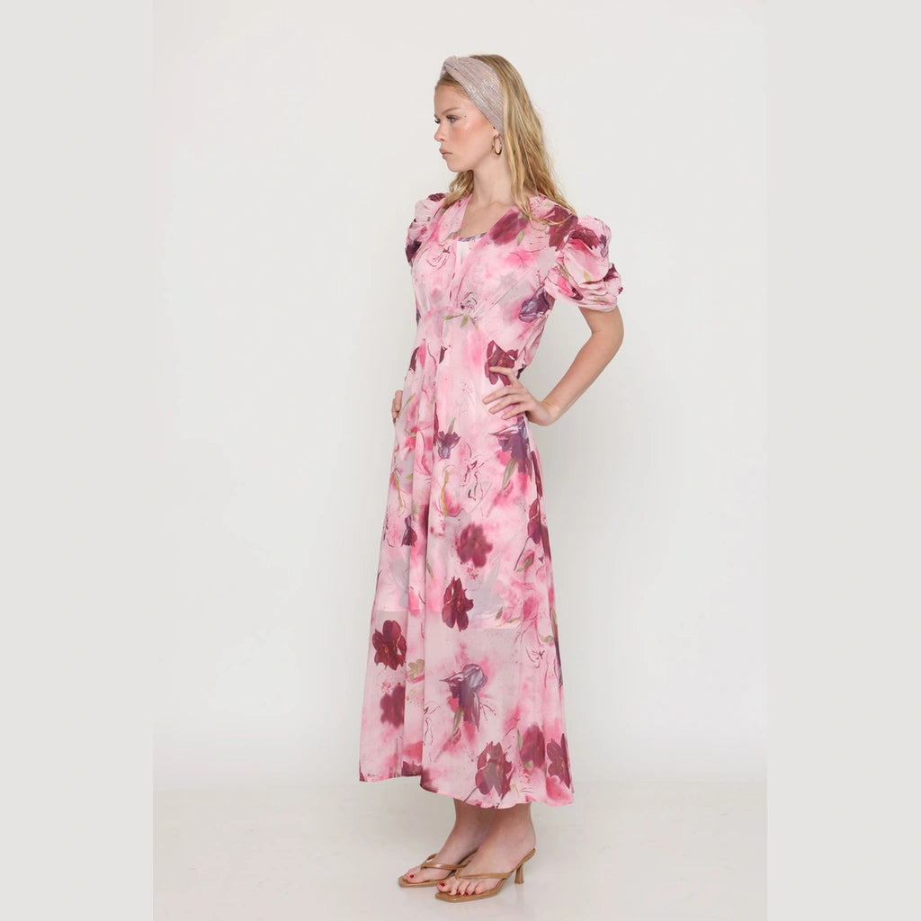 Pink V-Neck Dress