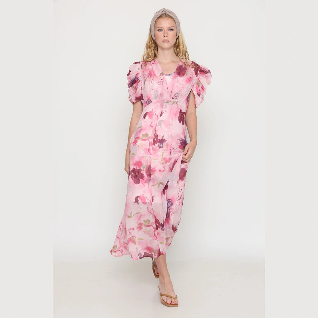 Pink V-Neck Dress