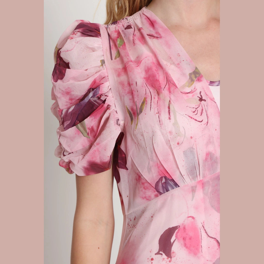 Pink V-Neck Dress