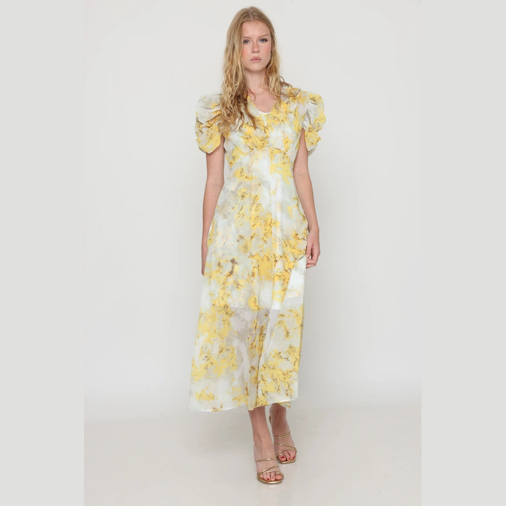 Yellow V-Neck Dress
