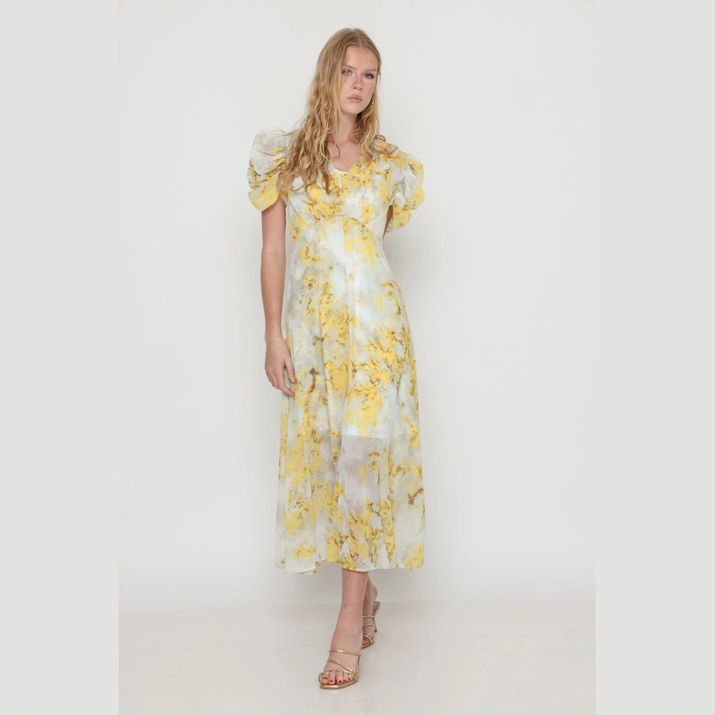 Yellow V-Neck Dress