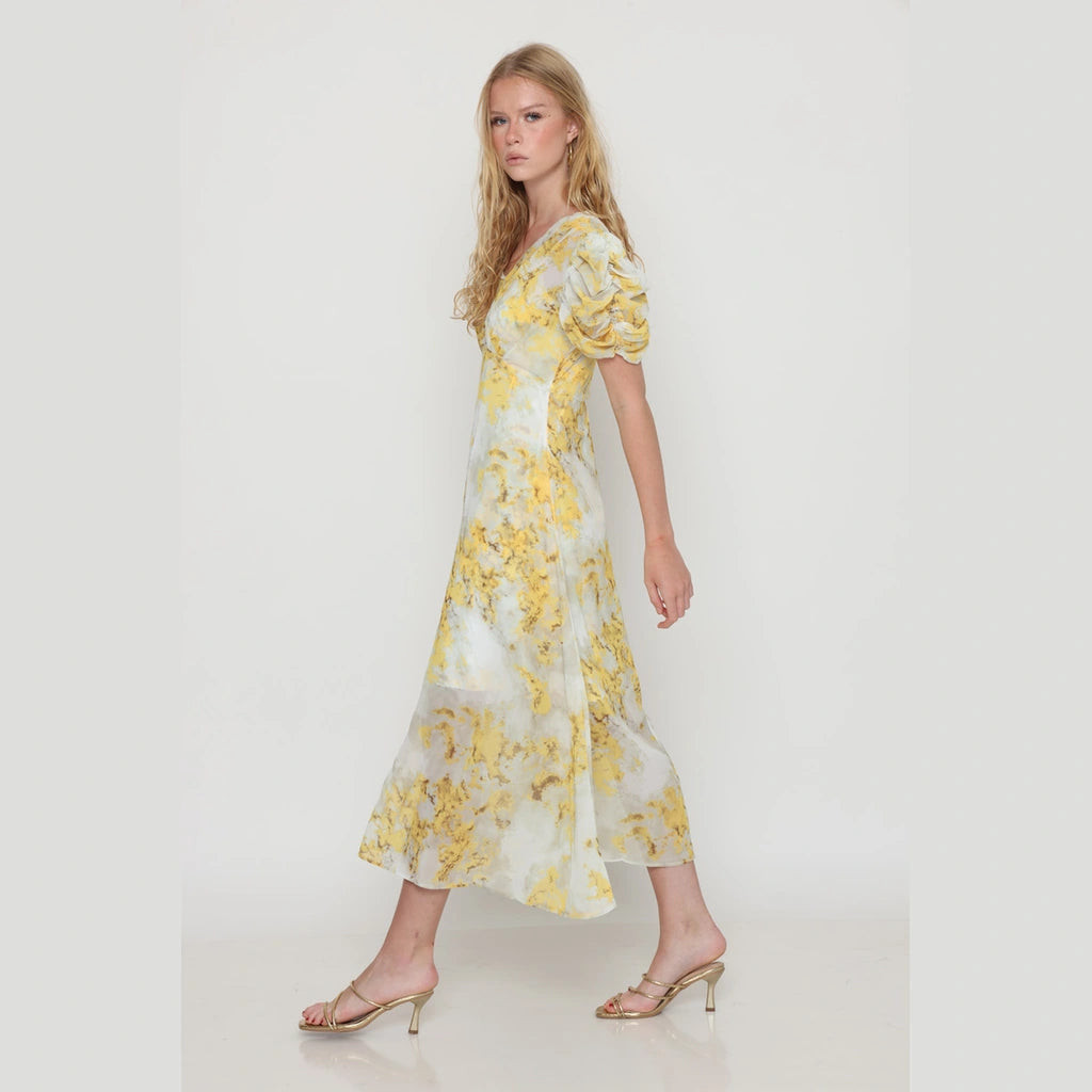 Yellow V-Neck Dress