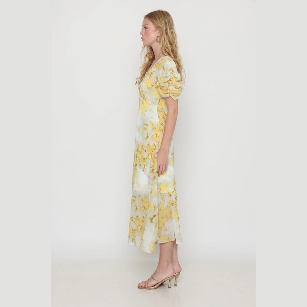Yellow V-Neck Dress