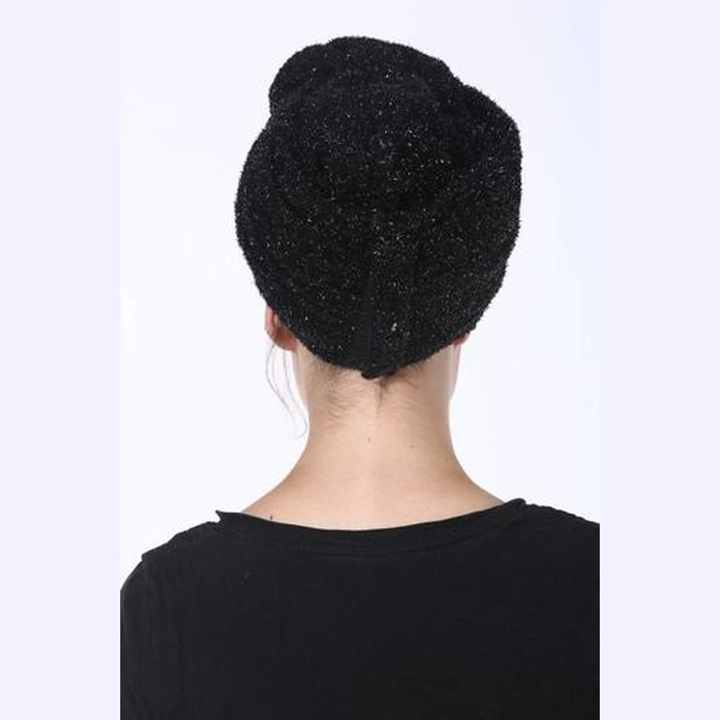 Partial & Full Coverage Volume Turban Head Covering – Black Glitter