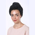 Partial & Full Coverage Volume Turban Head Covering – Blue with Silver Accents