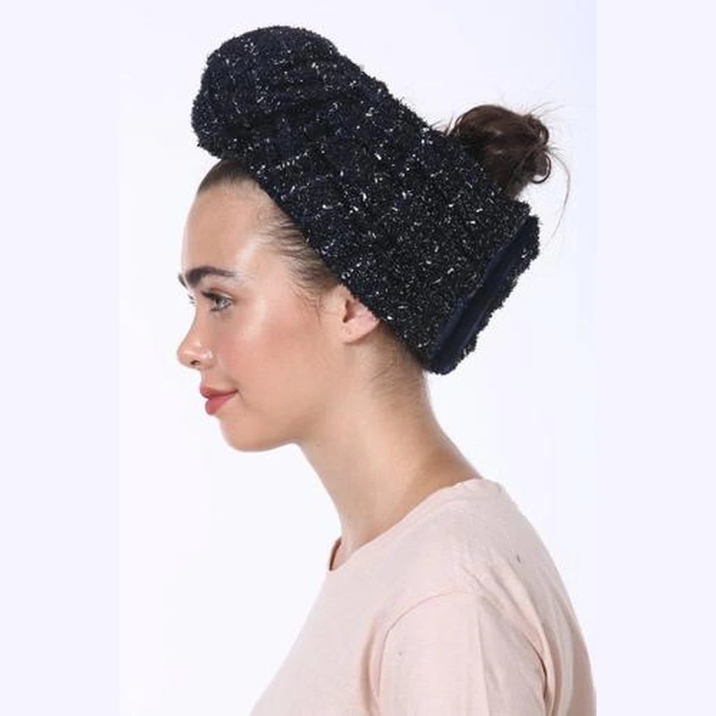Blue with Silver Touches Partial / Full Coverage Turban Headwrap with Volume