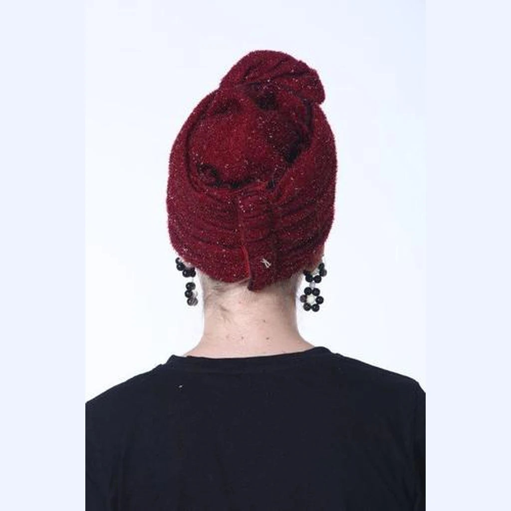 Burgundy Partial / Full Coverage Turban Headwrap with Volume