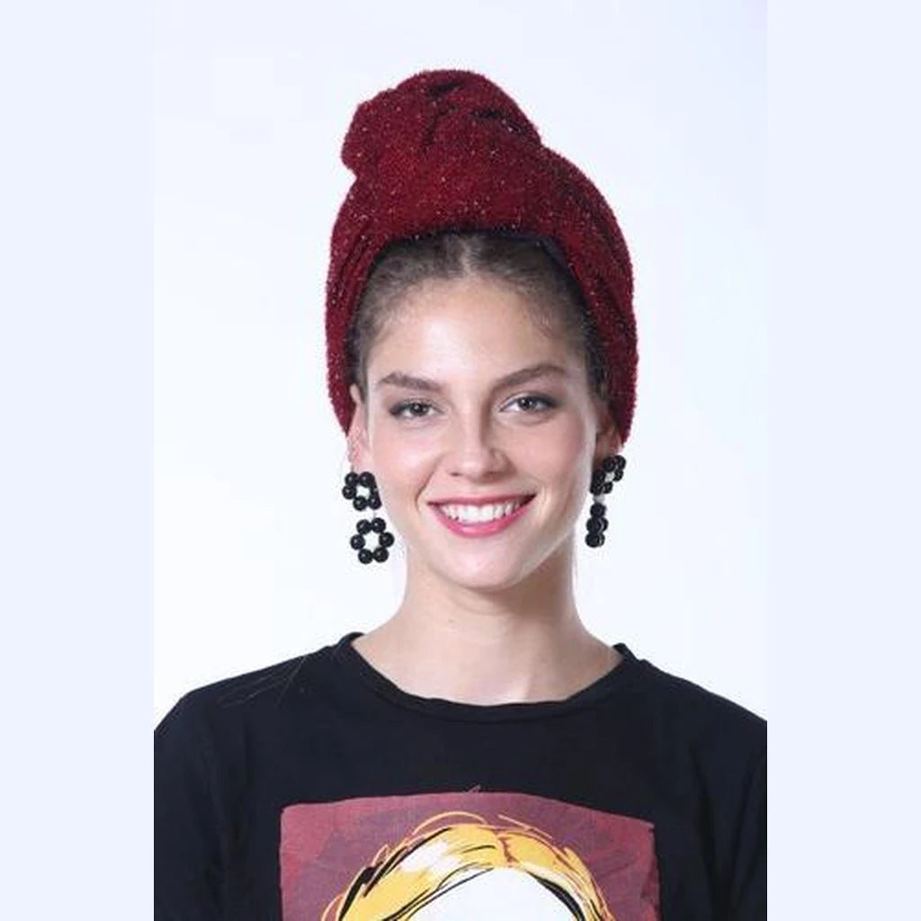 Burgundy Partial / Full Coverage Turban Headwrap with Volume
