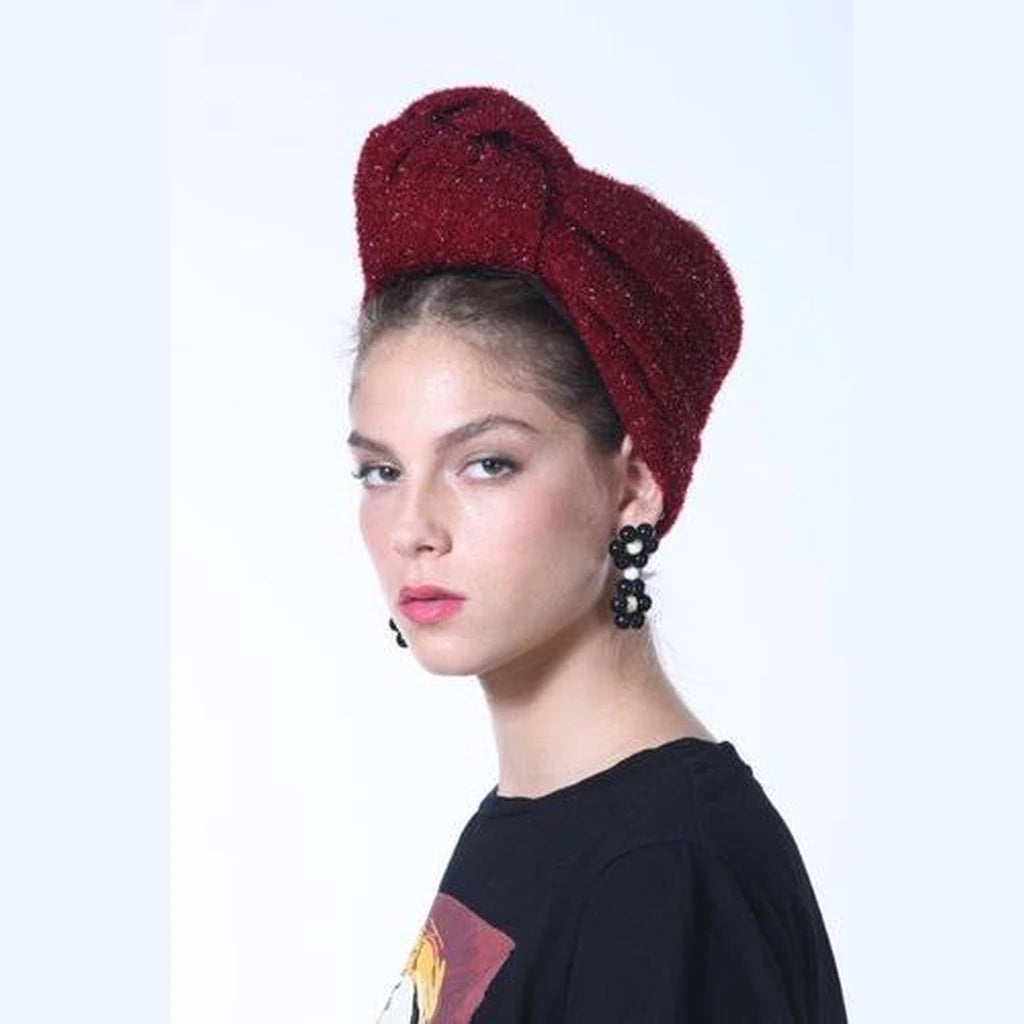 Burgundy Partial / Full Coverage Turban Headwrap with Volume