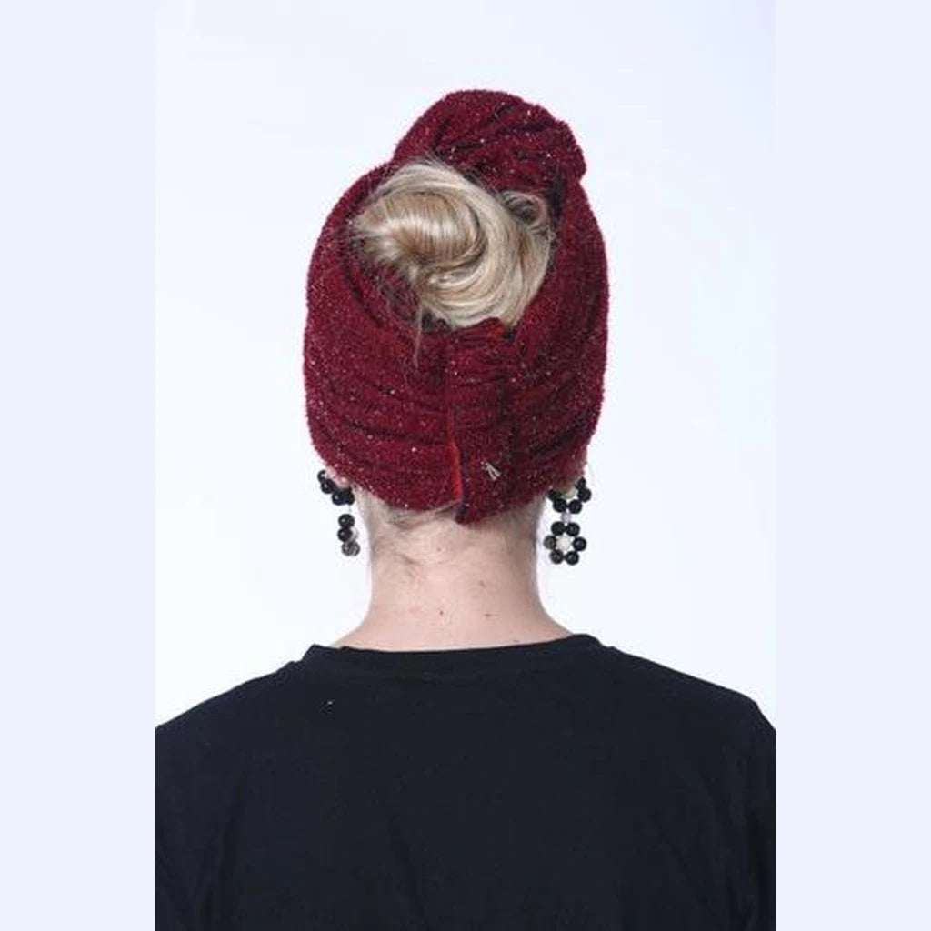 Burgundy Partial / Full Coverage Turban Headwrap with Volume