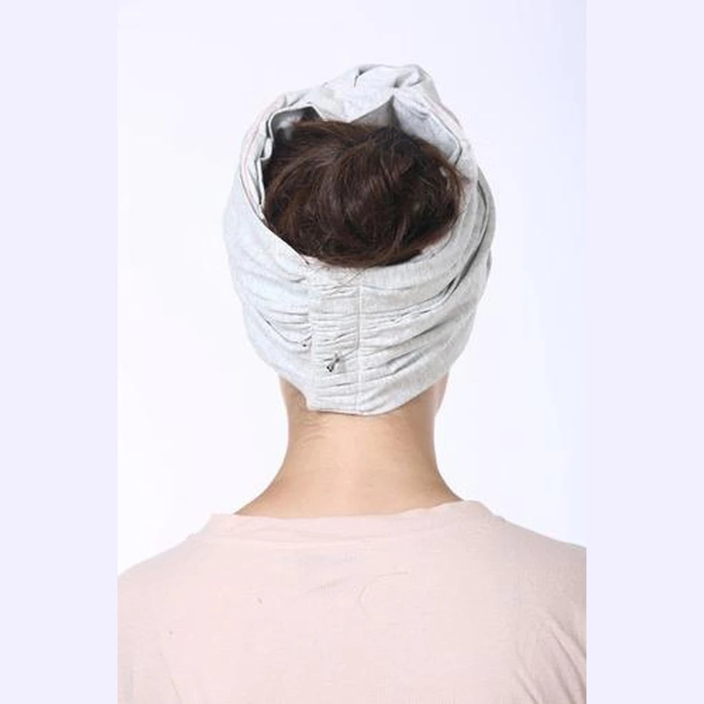Gray Basic Jersey Turban Headwrap with Volume – Partial / Full Coverage