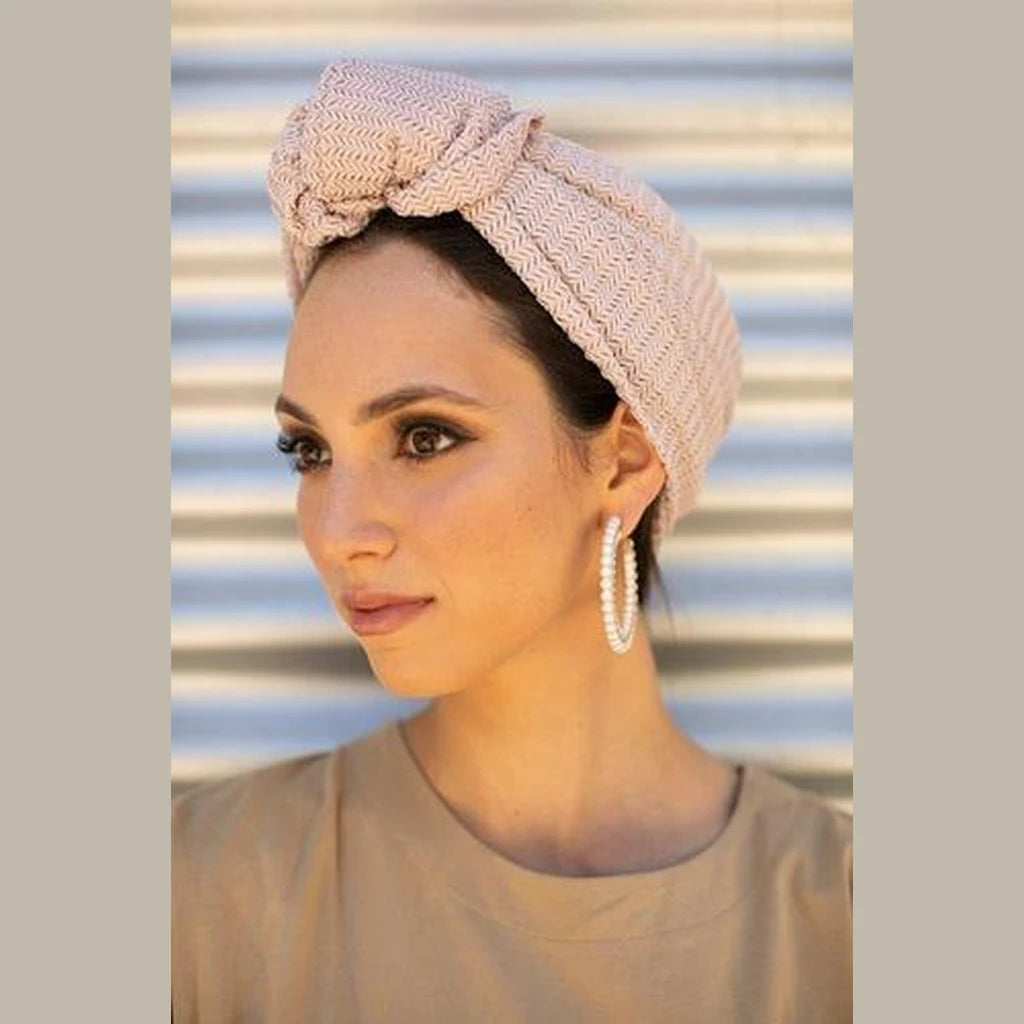 Nude Knit Partial / Full Coverage Turban Headwrap with Volume