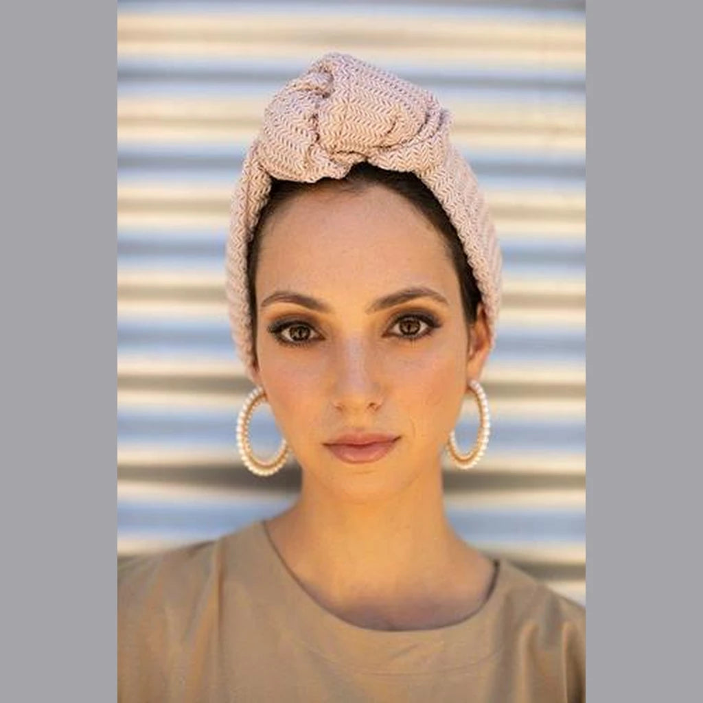 Nude Knit Partial / Full Coverage Turban Headwrap with Volume