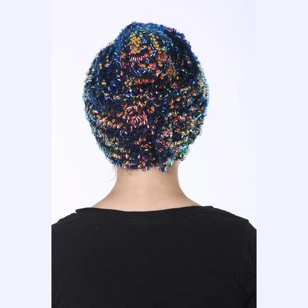 Partial & Full Coverage Volume Turban Head Covering – Pink & Blue Sequin Celebration