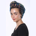Pink & Blue Sequin Celebration Partial / Full Coverage Turban Headwrap with Volume