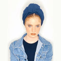 Navy Blue Solid Turban Headwrap with Volume – Partial / Full Coverage