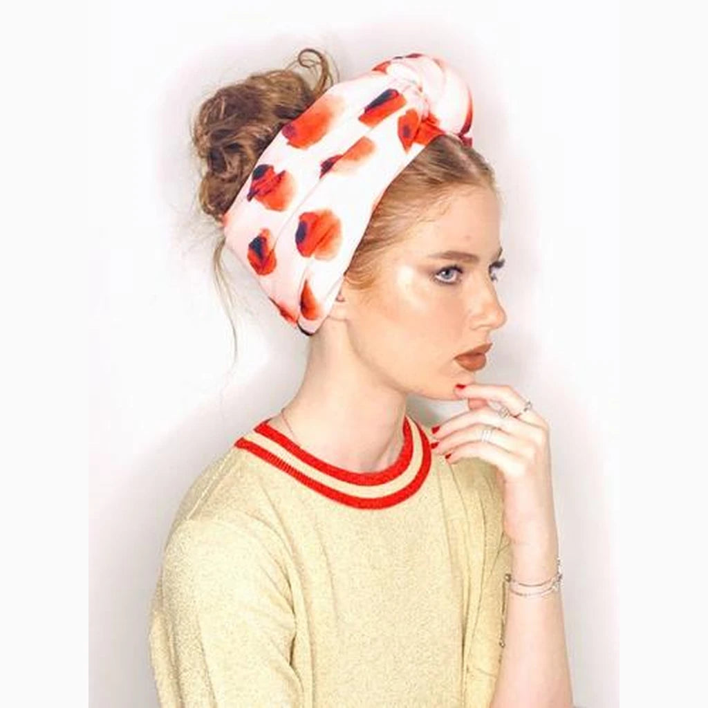 Printed Volume Turban Head Covering – Pink / Red | Partial & Full Coverage