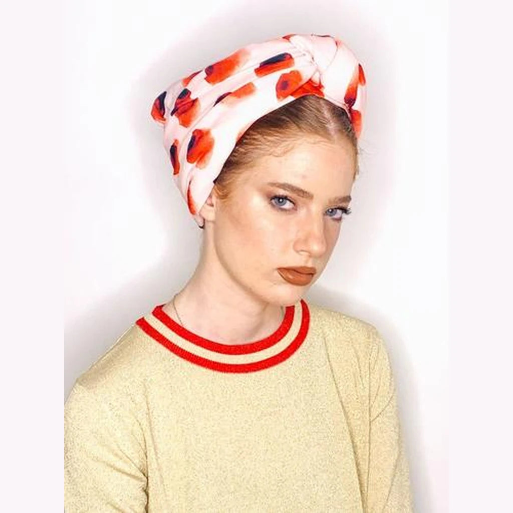 Pink & RePink & Red Printed Turban Headwrap with Volume – Partial / Full Coverage