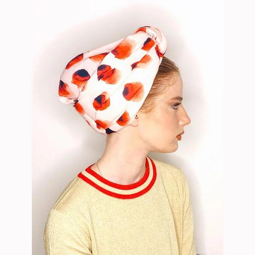 Printed Volume Turban Head Covering – Pink / Red | Partial & Full Coverage