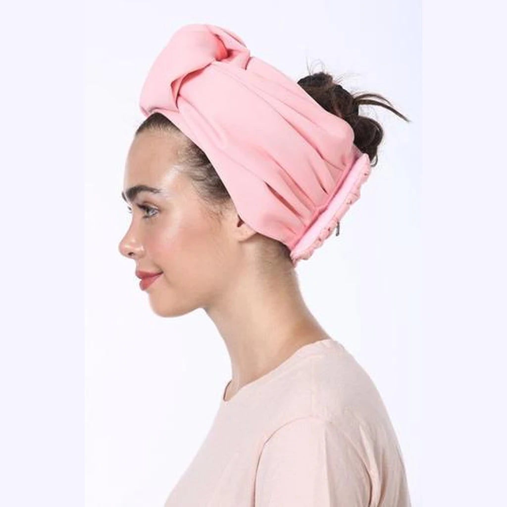 Pink Scuba Partial / Full Coverage Turban Headwrap with Volume
