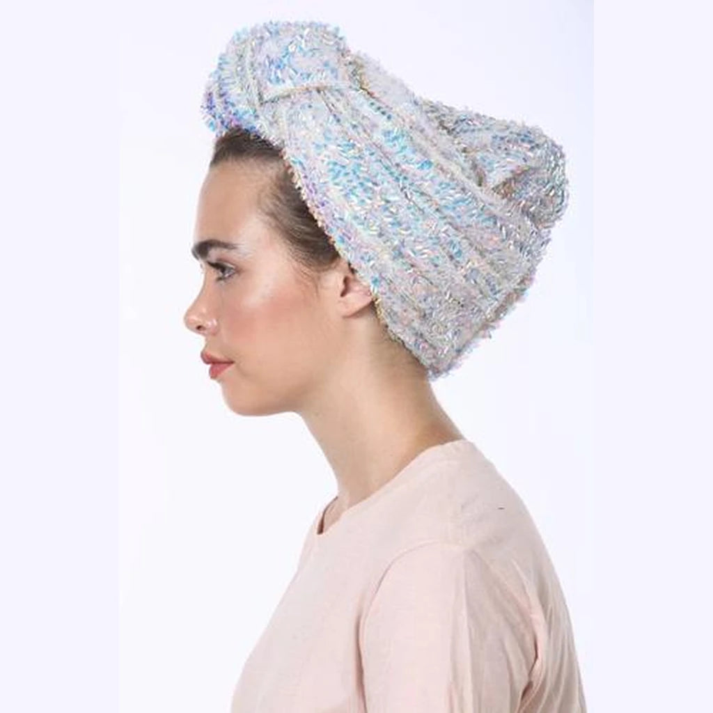 Silver Sequin Celebration Partial / Full Coverage Turban Headwrap with Volume