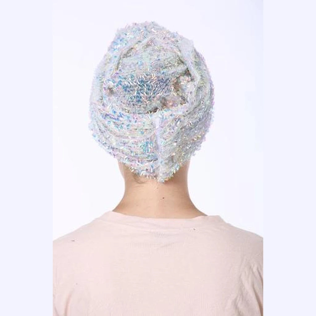 Partial & Full Coverage Volume Turban Head Covering – Silver Sequin Celebration