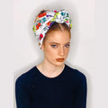 White Floral Printed Turban Headwrap with Volume – Partial / Full Coverage