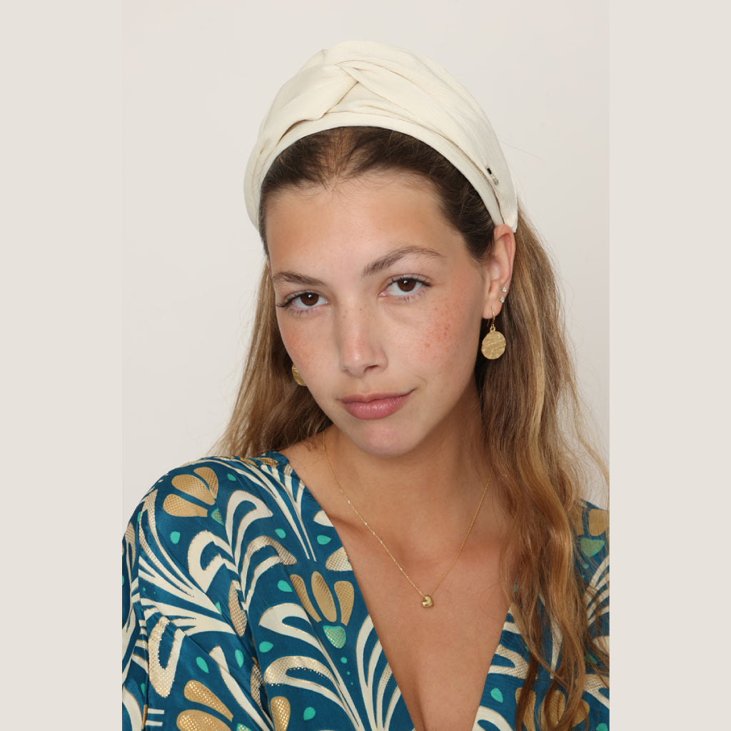 White Satin Turban Headband