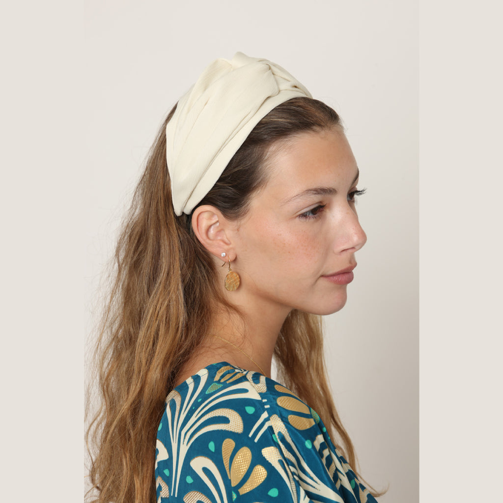 White Satin Turban Headband