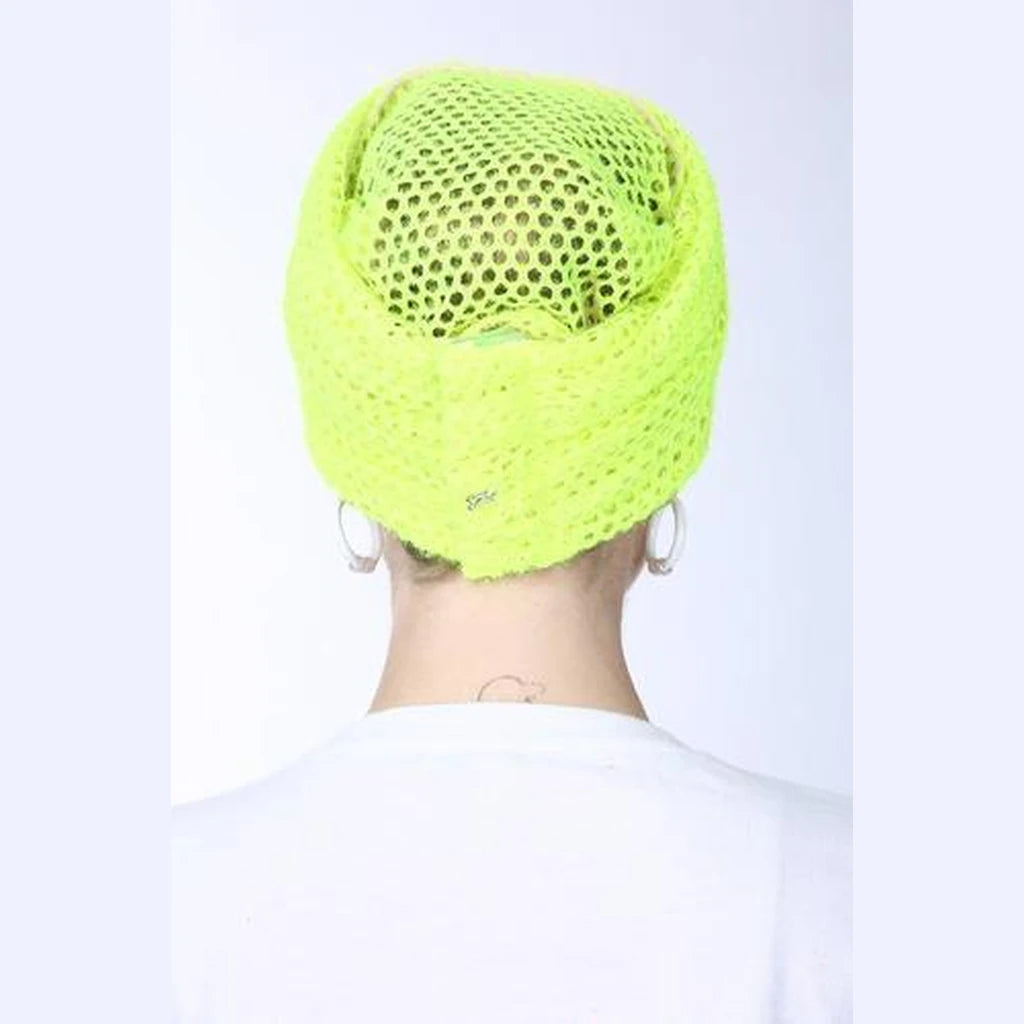 Partial & Full Coverage Mesh Turban Head Covering – Neon Yellow