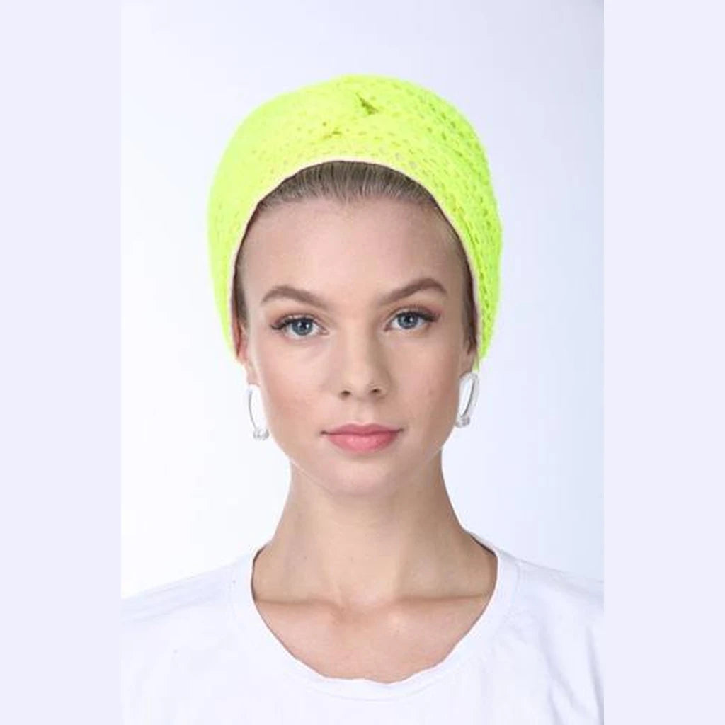 Partial & Full Coverage Mesh Turban Head Covering – Neon Yellow