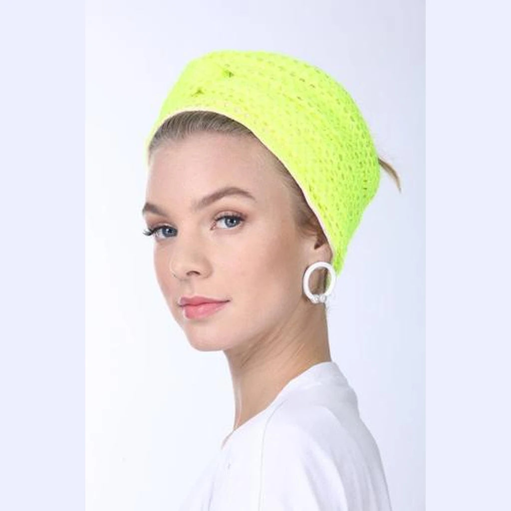 Neon Yellow Mesh Partial / Full Coverage Turban Headwrap