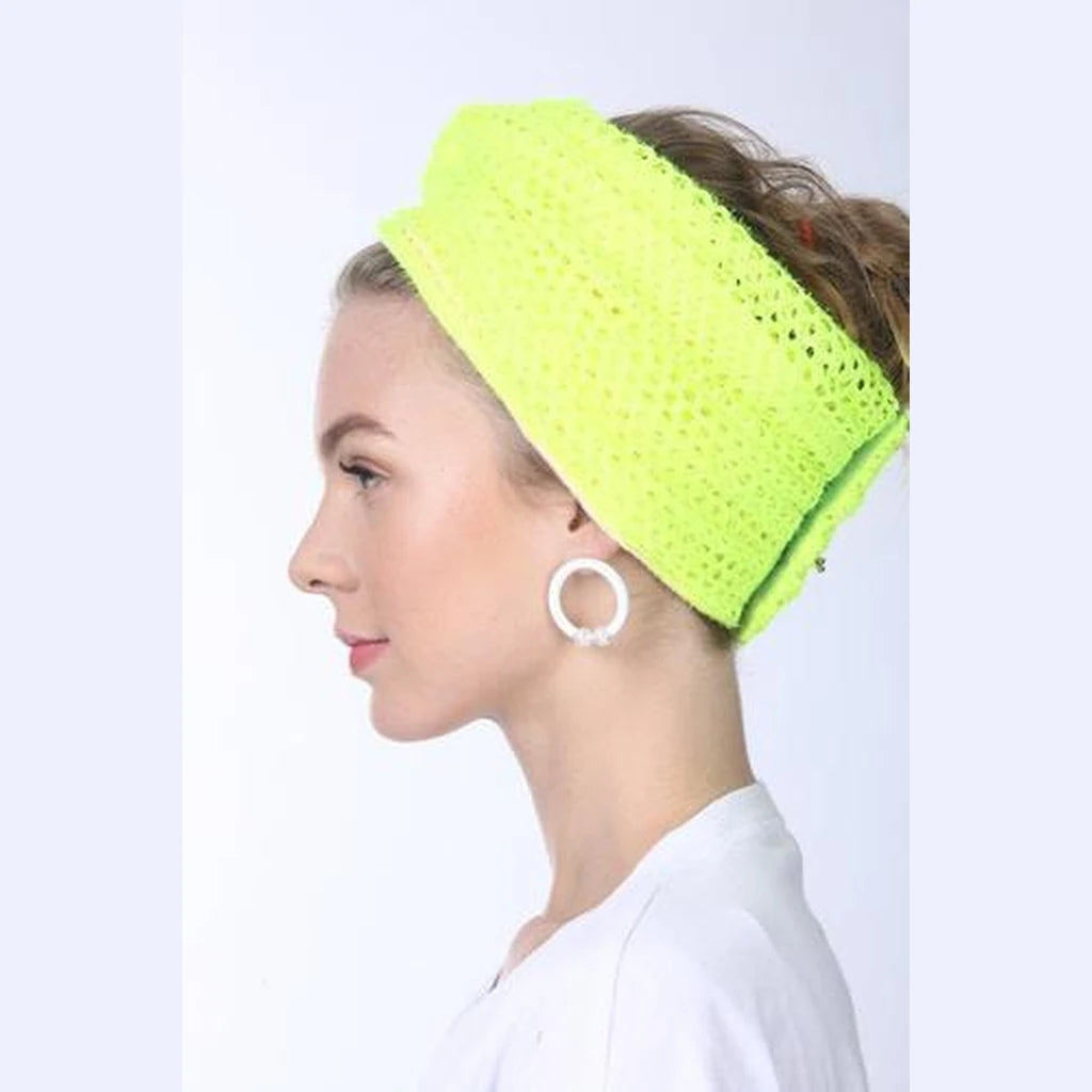 Neon Yellow Mesh Partial / Full Coverage Turban Headwrap