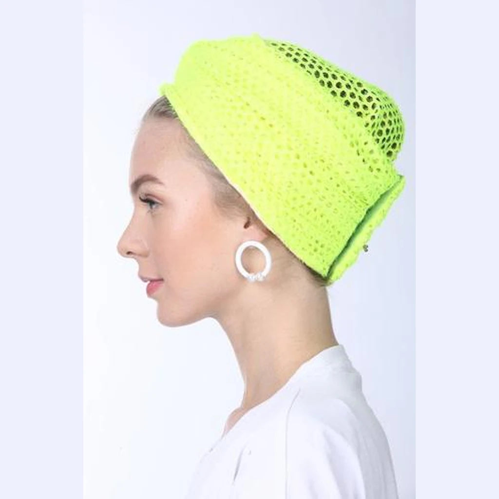 Partial & Full Coverage Mesh Turban Head Covering – Neon Yellow