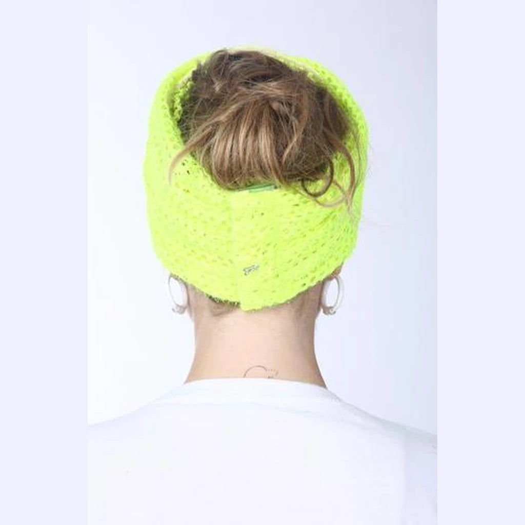 Neon Yellow Mesh Partial / Full Coverage Turban Headwrap